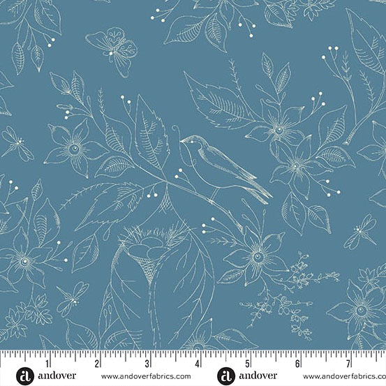 Sewing Bird - Indigo - 108" Wide - Andover Fabrics