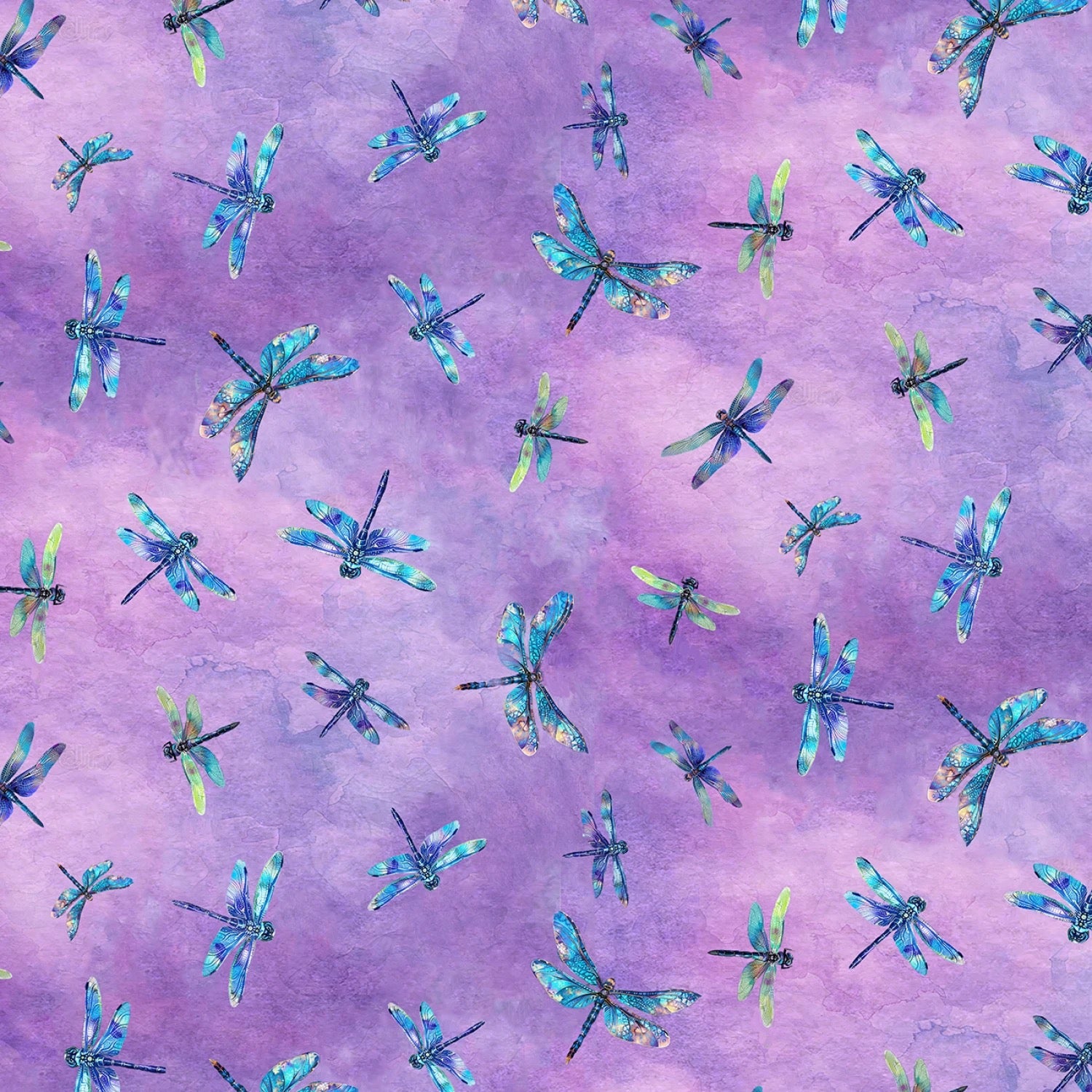 Drangonfly Mist - Lavender Flying Dragonflies -  44" Wide - Timeless Treasures