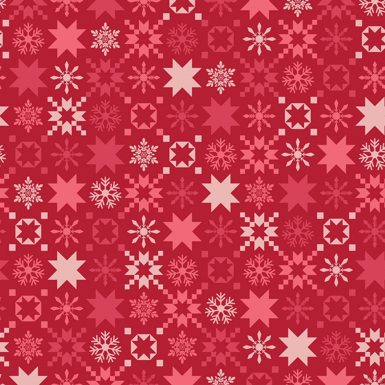 A Quilty Little Christmas - Red Snowflake - 44" Wide - Maywood Studio