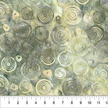 Woodblock - Wooden Rings - Olive - 44" Wide - Banyan Batiks