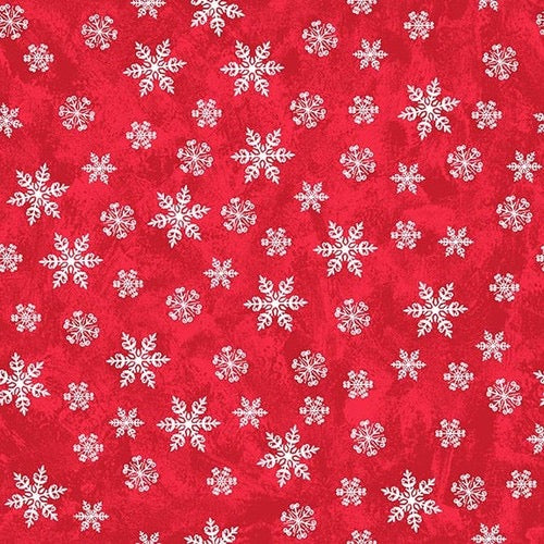 A Jolly Good Time - Tossed Snowflakes Red - 44" Wide - Studio E