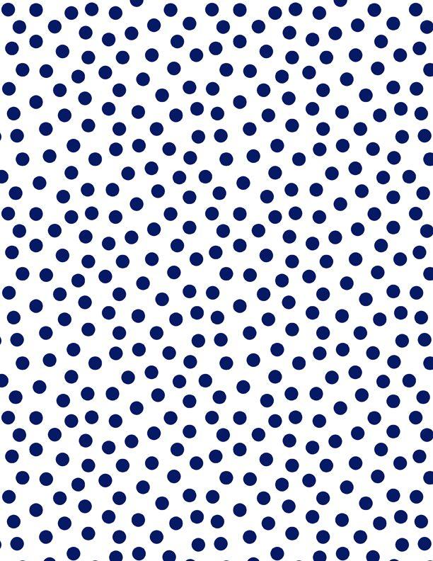 On the Dot - White/Navy Blue - 44" Wide - Wilmington - Kawartha Quilting and Sewing LTD.