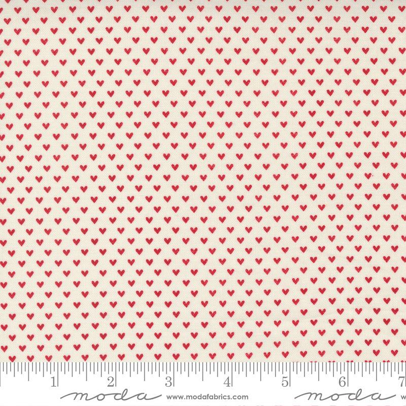 Flirt - Tiny Heart Cream Red - 44" Wide - Moda - Kawartha Quilting and Sewing LTD.