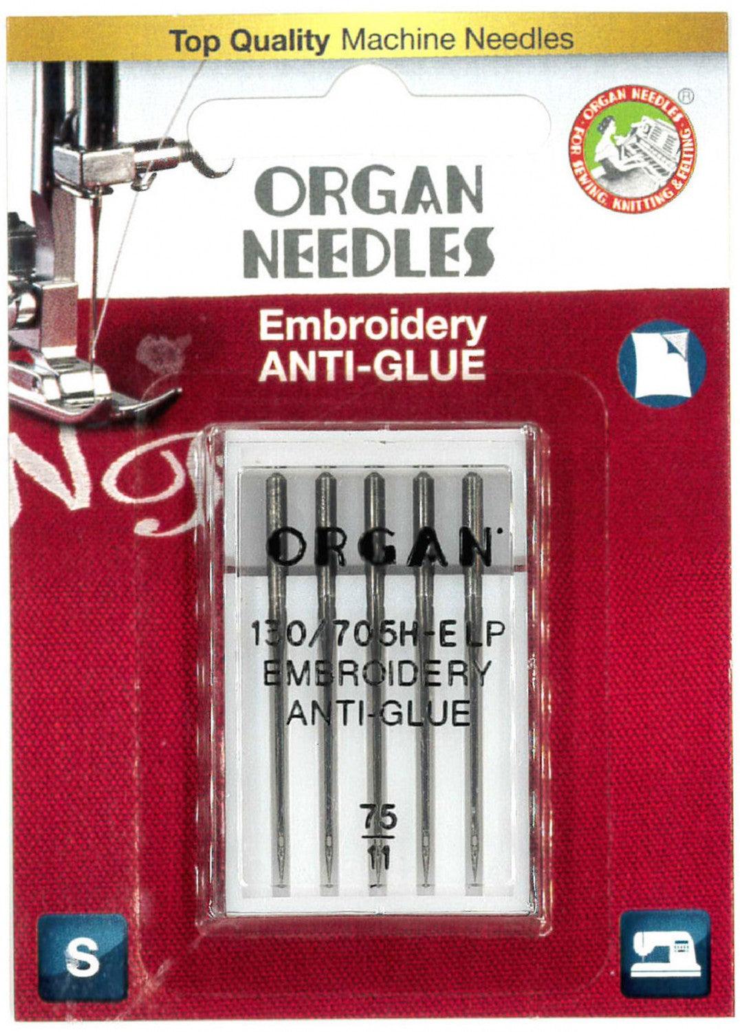 Organ Needle Embroidery Anti-Glue, 5 Needle Pack - Kawartha Quilting and Sewing LTD.