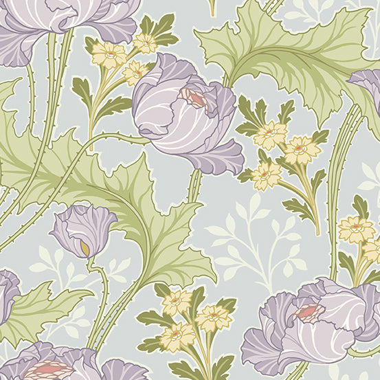Fleur Nouveau - Art Nouveau Lily Purple  - 44" Wide - Andover Fabrics