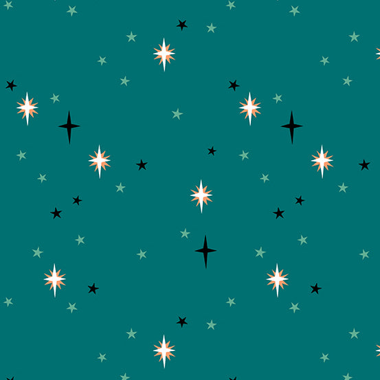 Moonlit Garden - Starry Sky Aqua - 44" Wide - Andover Fabrics
