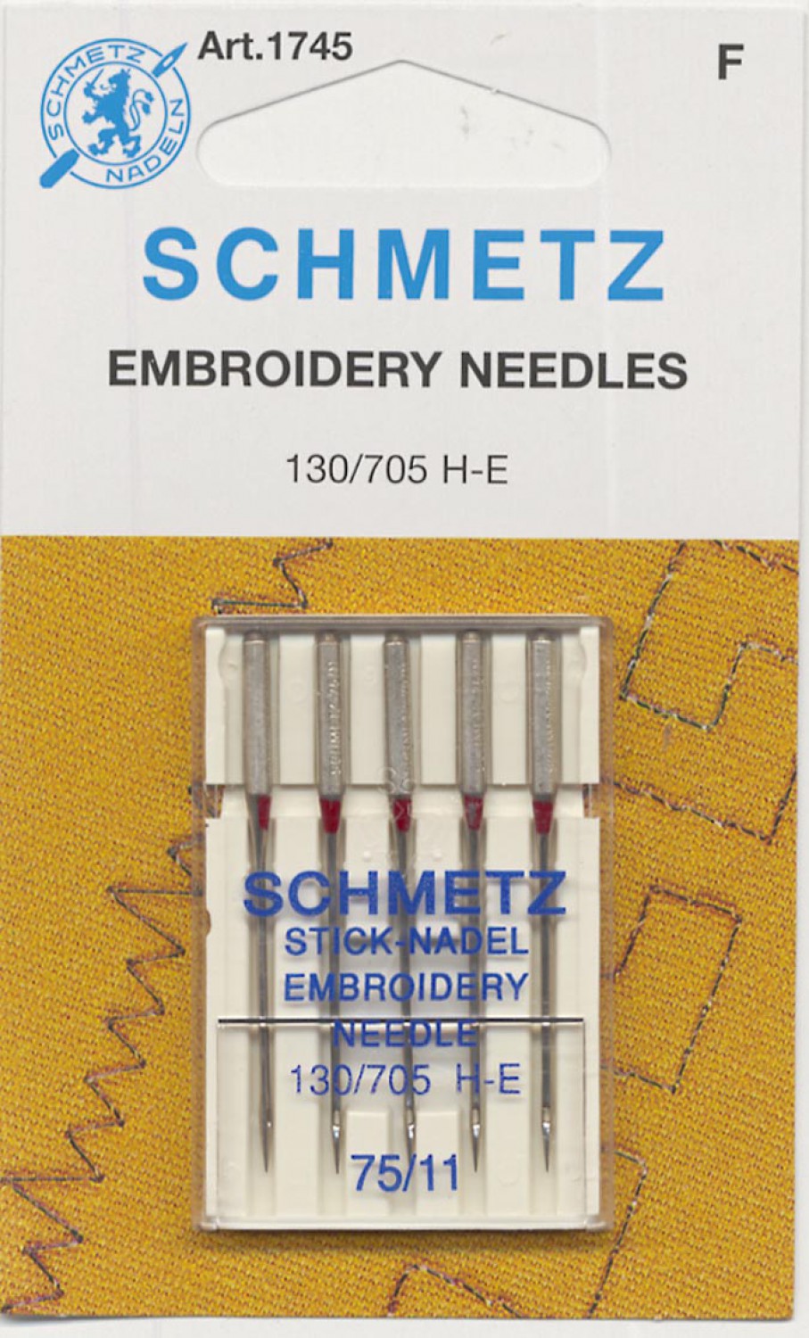 Schmetz Embroidery Needle - 75/11 - 1 Package of 5 Needles