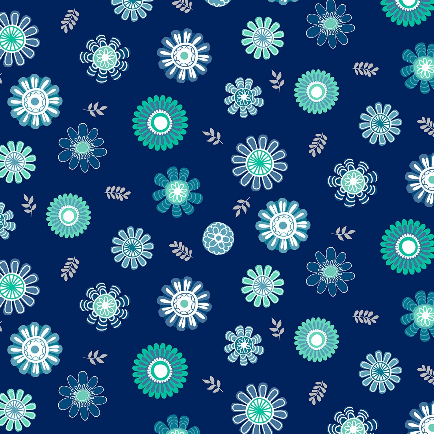 Windsong Meadows - Navy Blossoms Toss  - 44" Wide - Wilmington