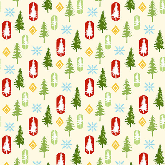 Oh Christmas Tree - Mod Tree Linen - 44" Wide - Andover Fabrics