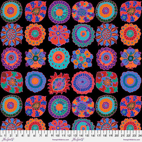 Carpet Cookies by Kaffe Fassett - Black - 44" Wide - FreeSpirit