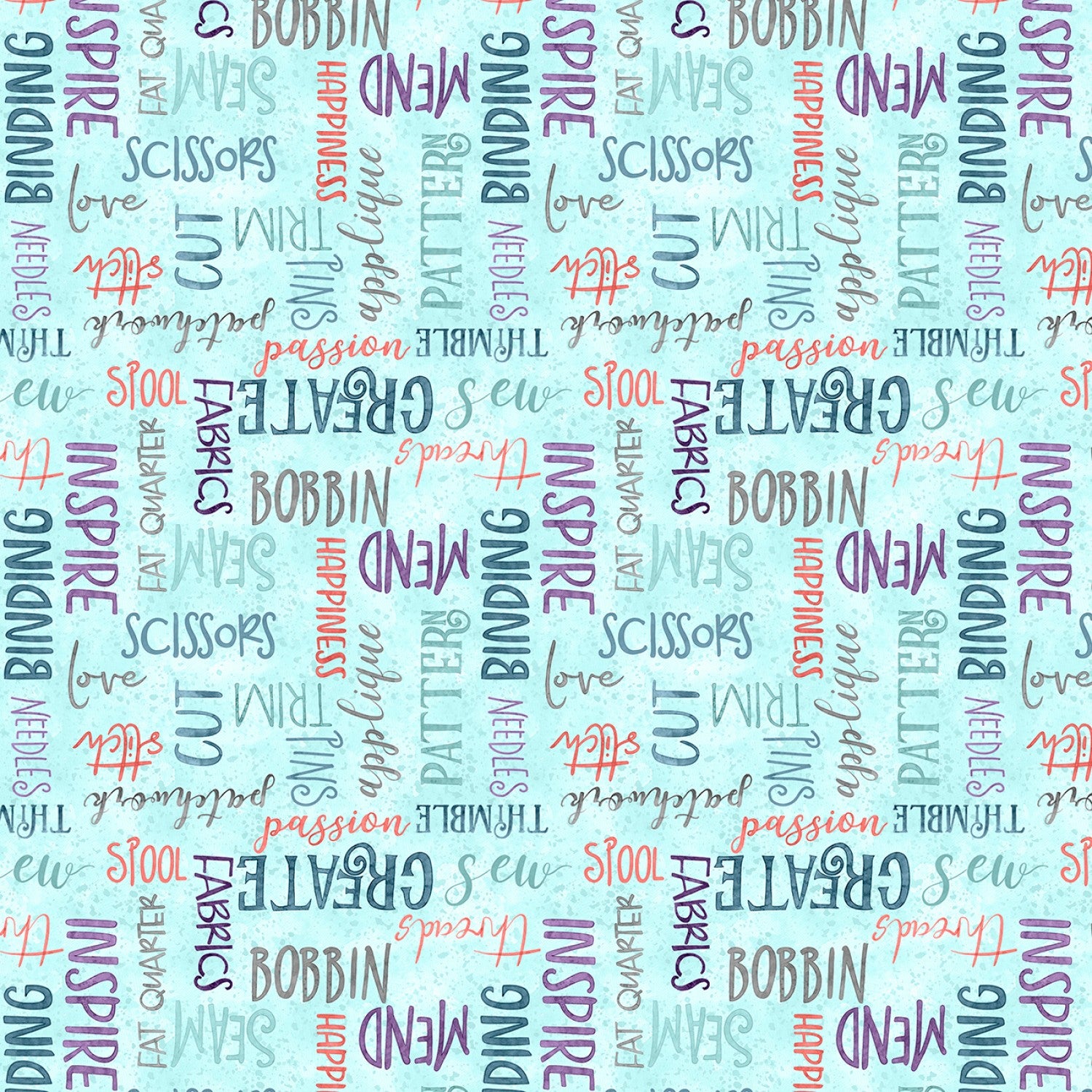 Sew Be It - Teal Words - 44" Wide - Wilmington