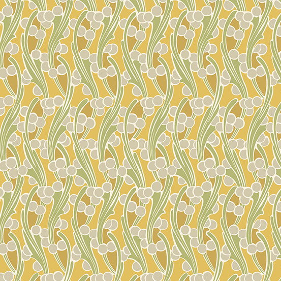 Fleur Nouveau - Seaweed Yellow  - 44" Wide - Andover Fabrics