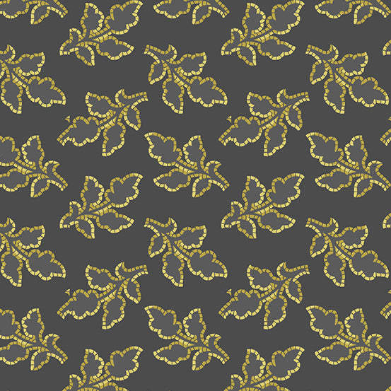 Frond - Dark Grey Leaf - 44" Wide - Andover Fabrics