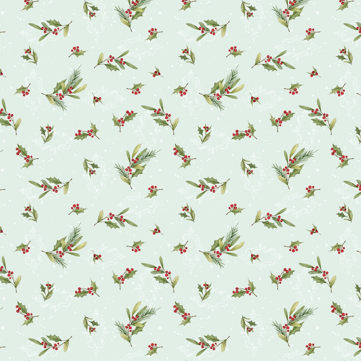 Medley in Red - Mint Holly Toss - 44" Wide - Wilmington