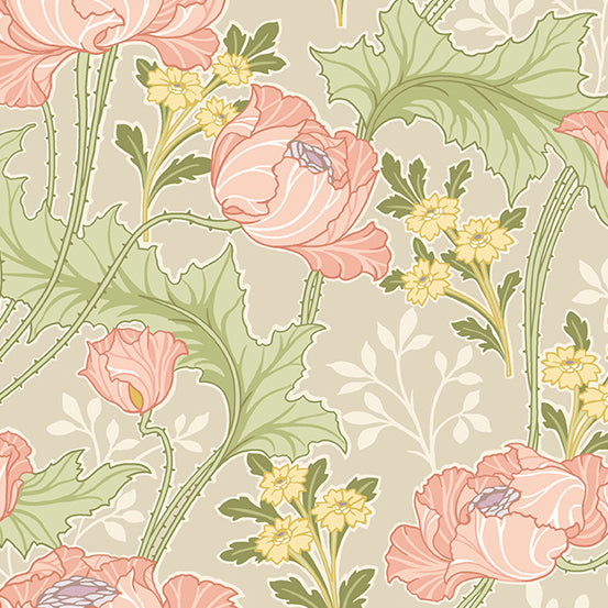 Fleur Nouveau - Art Nouveau Lily Pink  - 44" Wide - Andover Fabrics