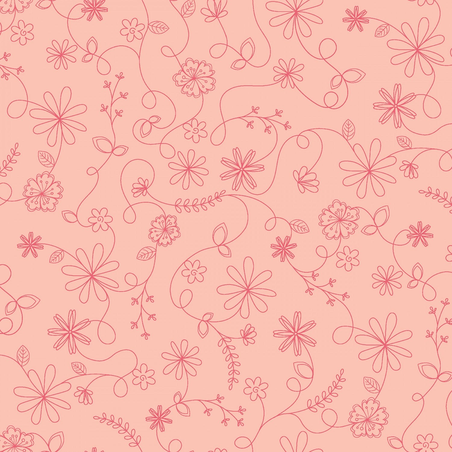 Vintage Flora - Pink Swirl Floral - 44" Wide - Maywood Studio