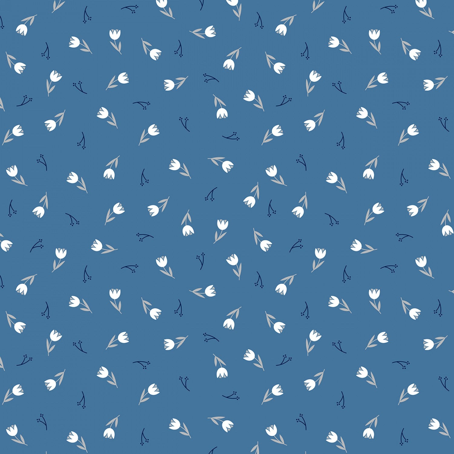 Windsong Meadows - Blue Tulip Toss  - 44" Wide - Wilmington