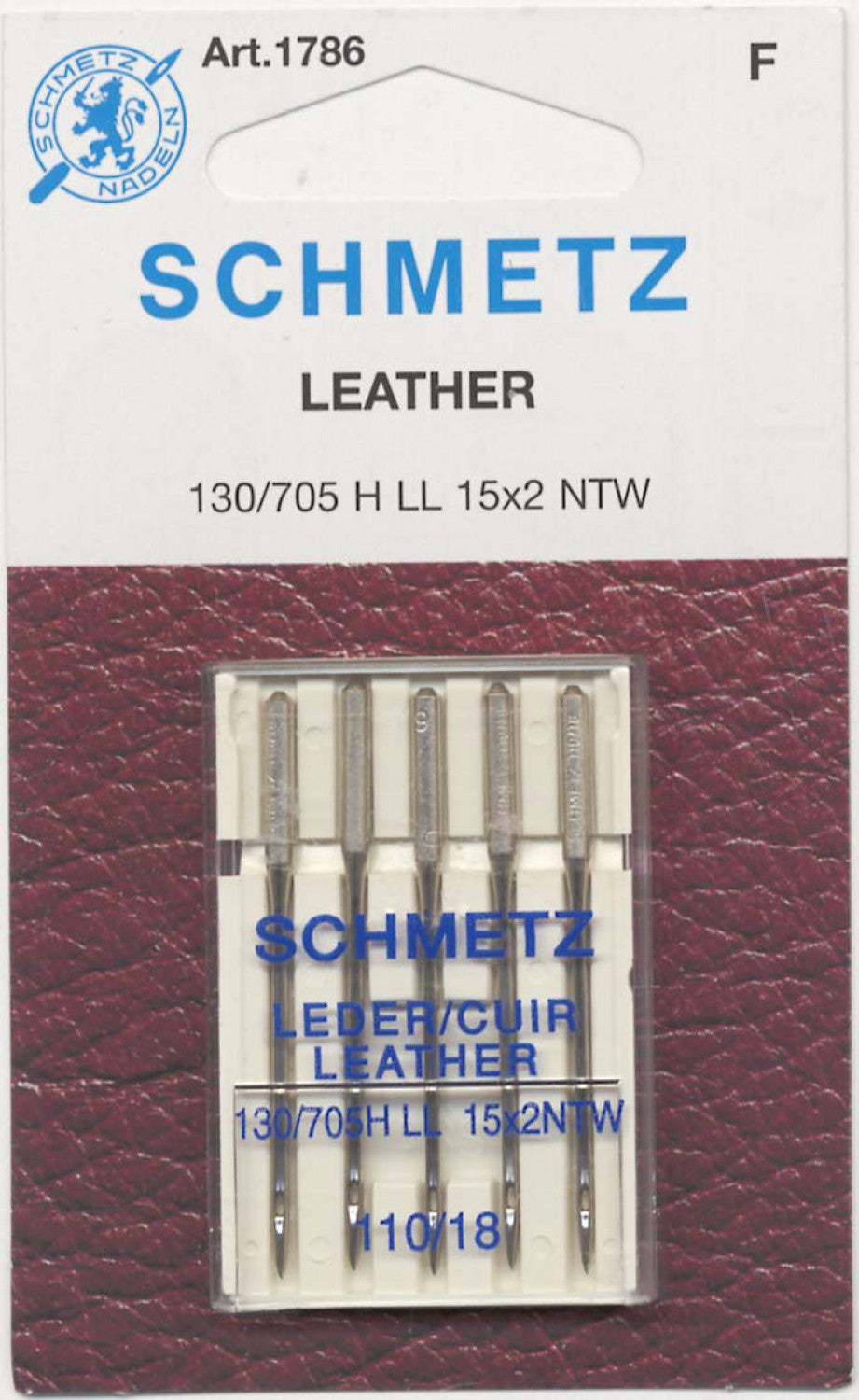 Schmetz Leather Needle - 110/18 - 1 Package of 5 Needles