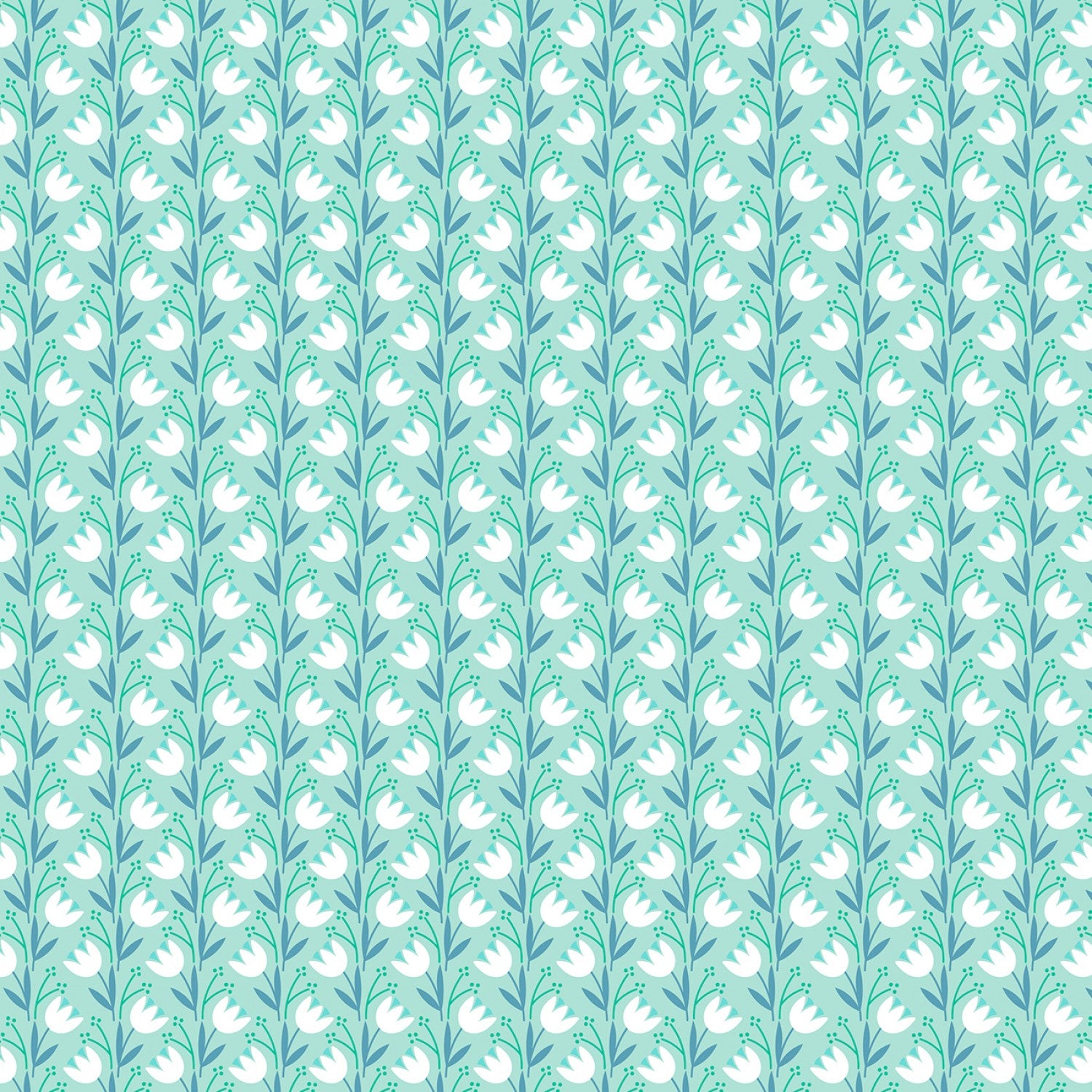Windsong Meadows - Teal Climbing Tulips  - 44" Wide - Wilmington