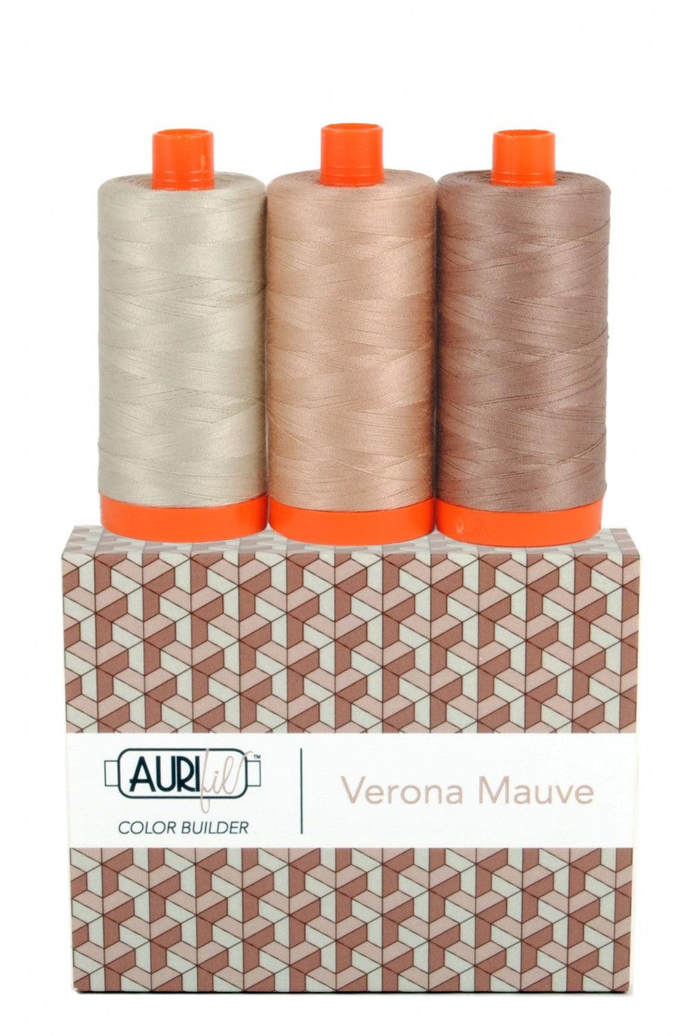 Verona Mauve, Color Builder, Aurifil, 1300m, Package of 3 - Kawartha Quilting and Sewing LTD.