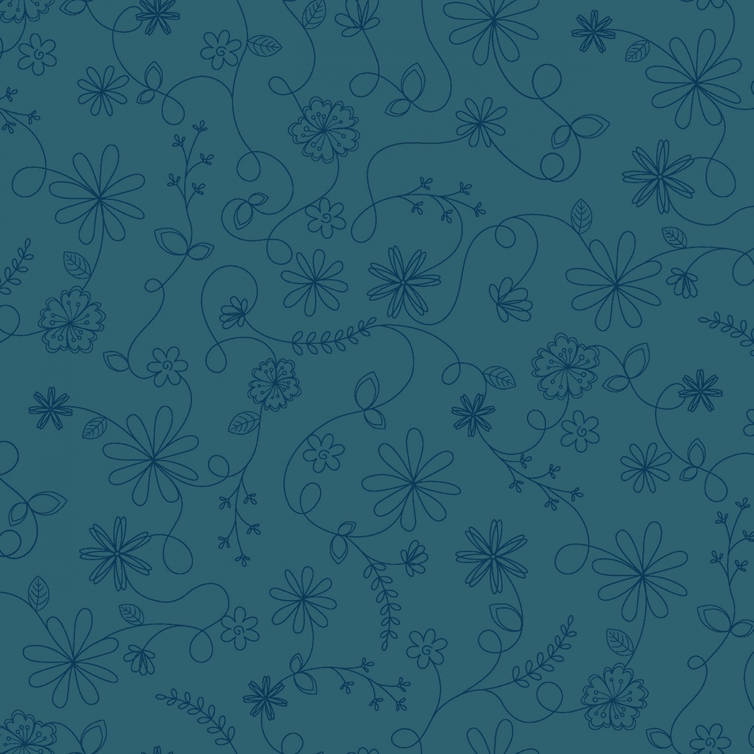 Vintage Flora - Blue Swirl Floral - 44" Wide - Maywood Studio