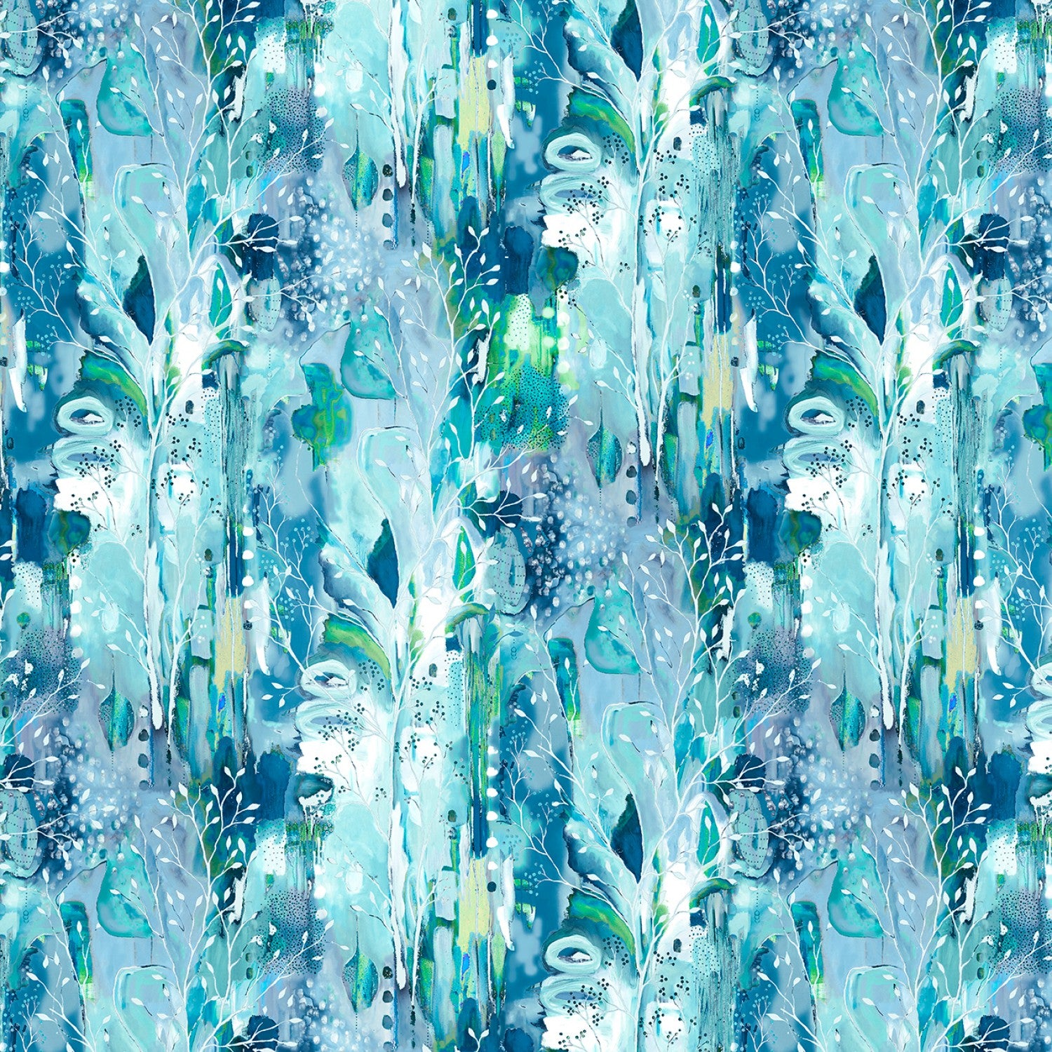Solace - Tree Sprigs Blue  - 44" Wide - P & B Textiles