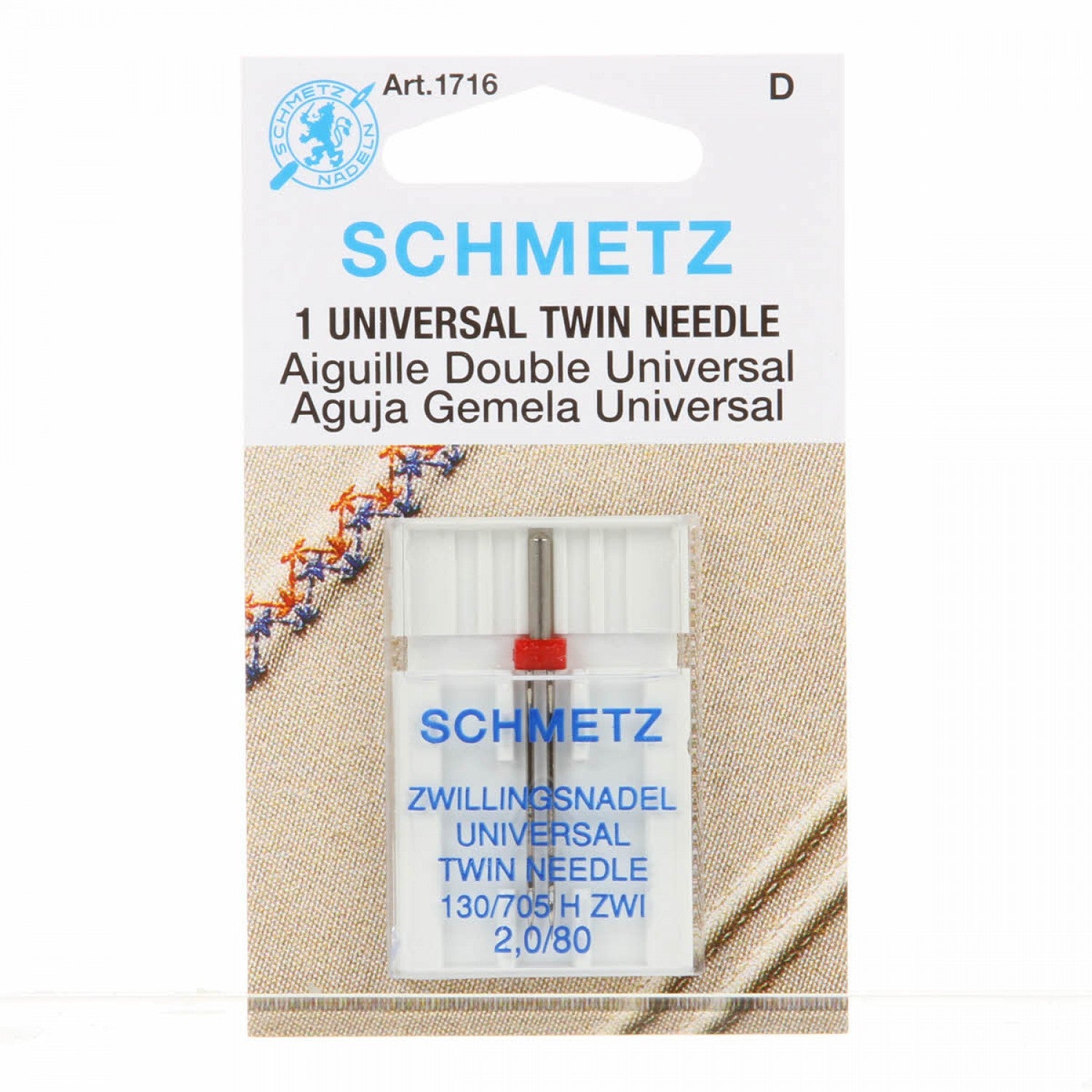 Schmetz Twin Needle - 80/2.0 - 1 Package of 1 Needle