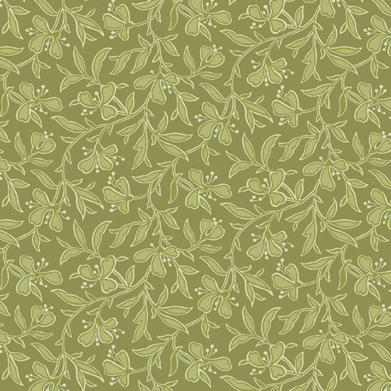 Fleur Nouveau - Vine Green  - 44" Wide - Andover Fabrics