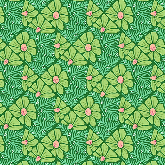Moonlit Garden - Pressed Flowers Green - 44" Wide - Andover Fabrics