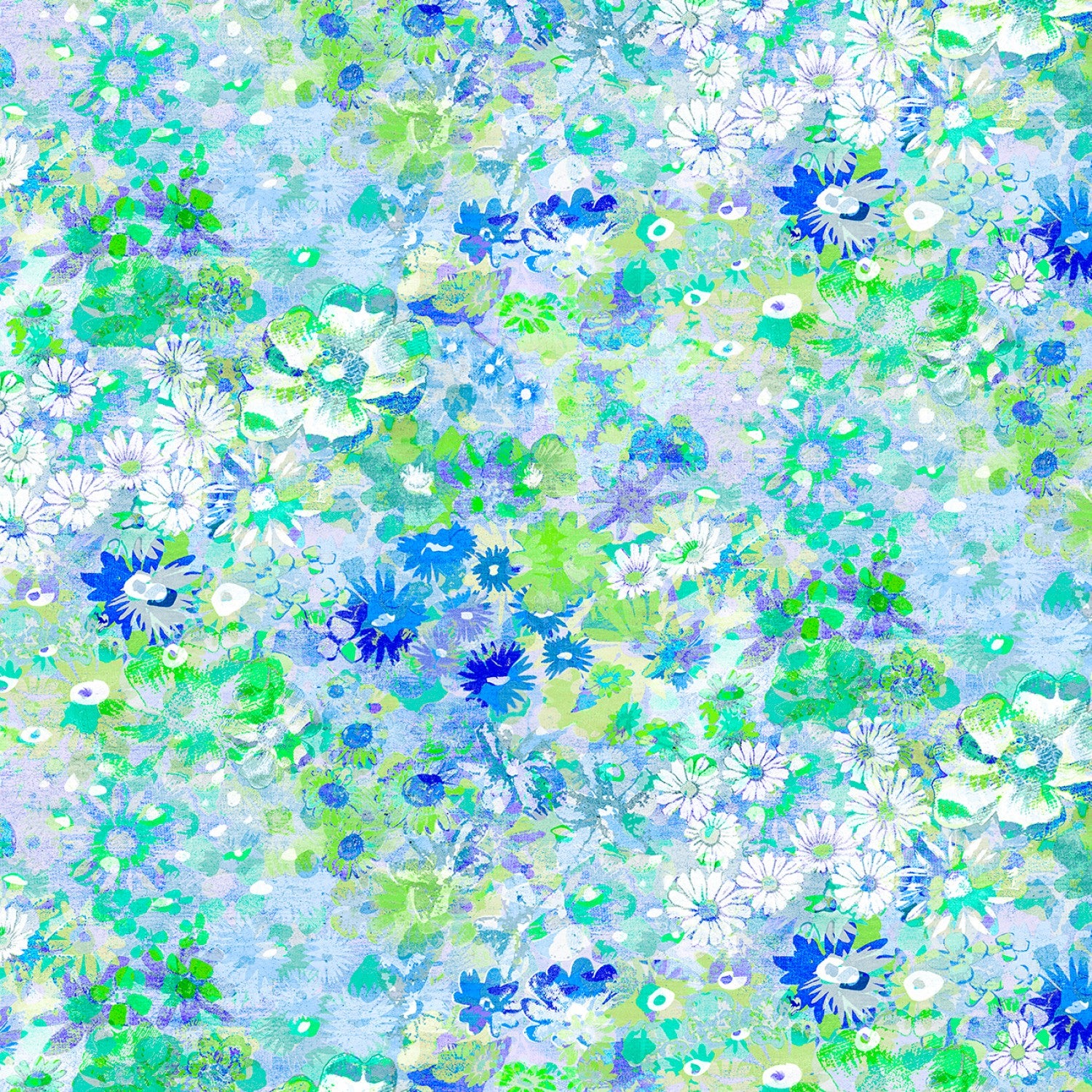 Perennial Flowers Blue - 108" Wide - P & B Textiles