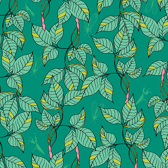 Moonlit Garden - Leafy Teal - 44" Wide - Andover Fabrics