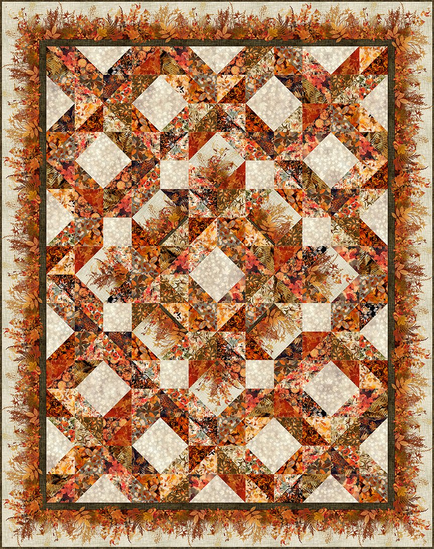 Reflections of Autumn - Wreath Quilt Pattern - 91.5" x 115.5" - In The Beginning