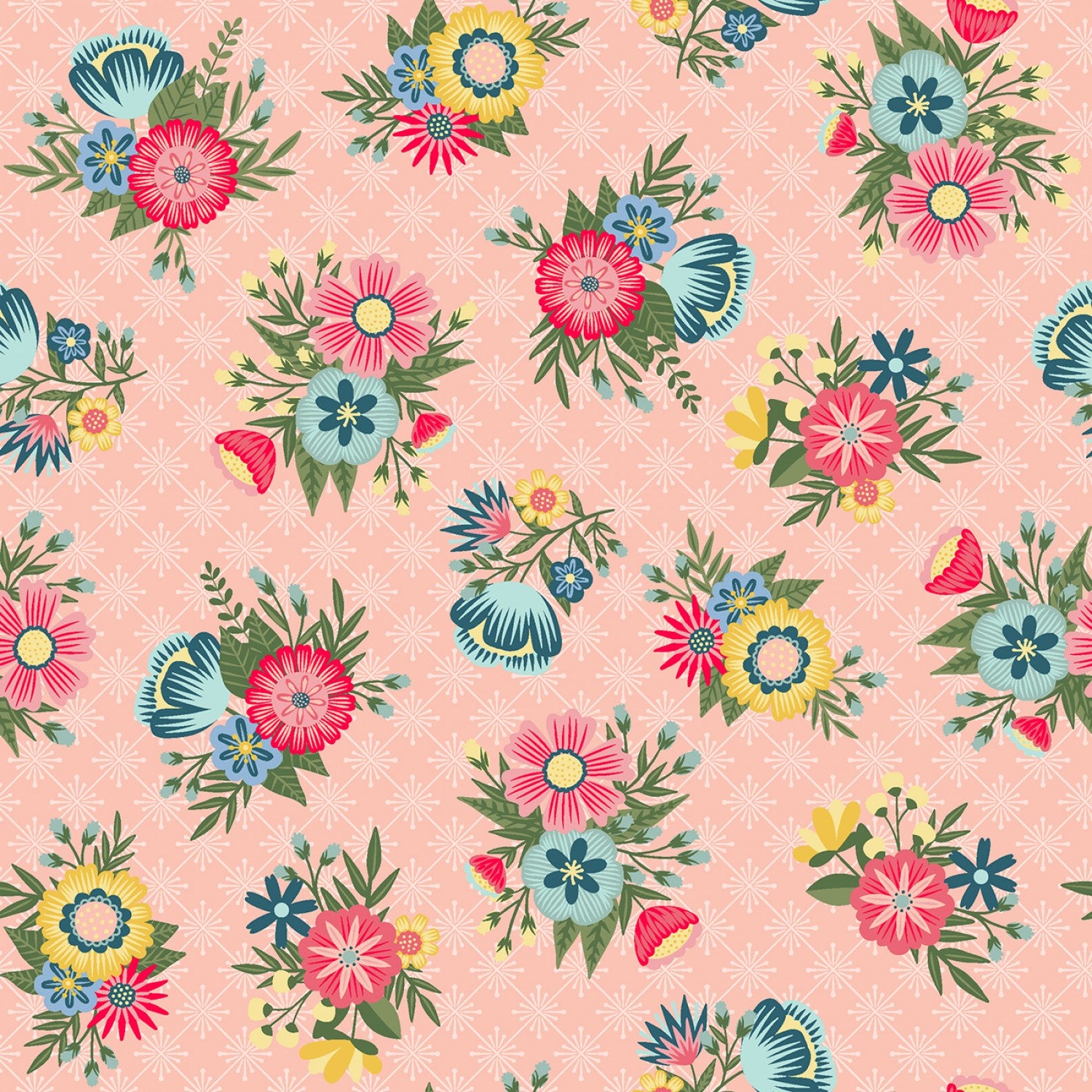 Vintage Flora - Pink Lattice Floral - 44" Wide - Maywood Studio