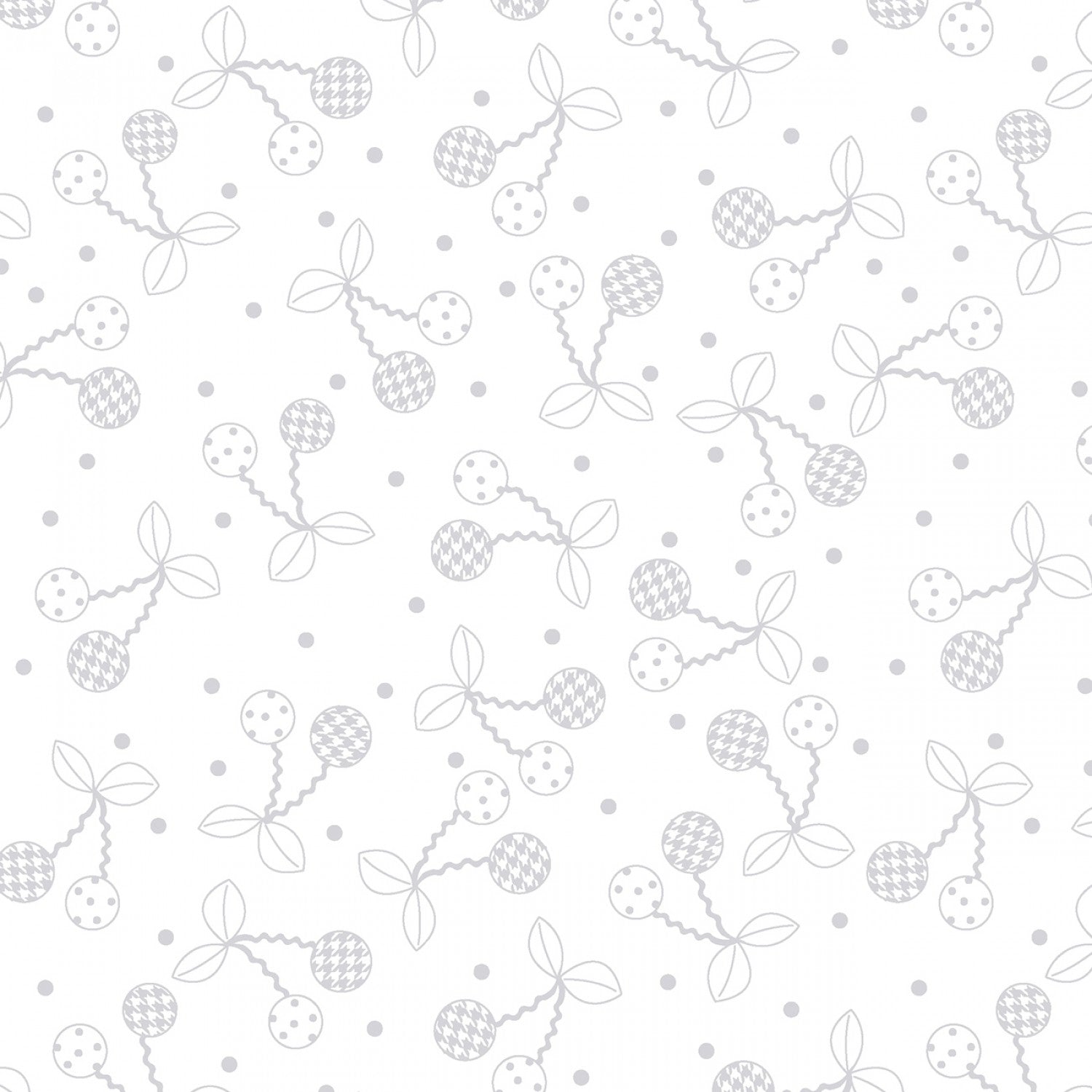 Cheerful Cherries - White on White - 44" Wide - Kimberbell Basics - Kawartha Quilting and Sewing LTD.