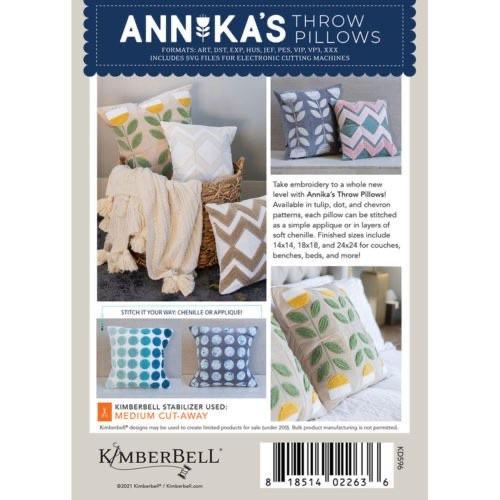 Annika’s Throw Pillows - Machine Embroidery CD - Kimberbell - Kawartha Quilting and Sewing LTD.