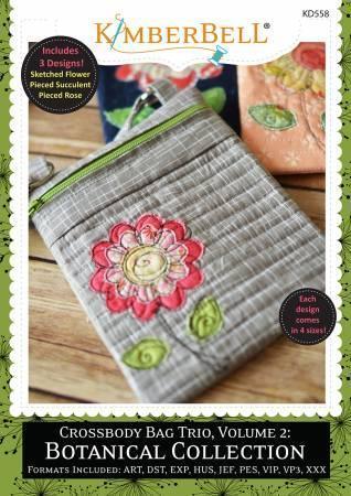 Crossbody Bag Trio - Volume 2: Botanical Collection - Machine Embroidery CD - Kimberbell - Kawartha Quilting and Sewing LTD.