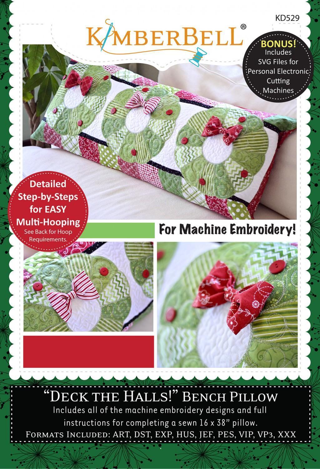 Deck the Halls - Bench Pillow - Machine Embroidery CD - Kimberbell - Kawartha Quilting and Sewing LTD.