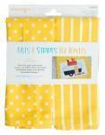 Dot & Stripes Tea Towels - Lemon - Set of 2 - Kimberbell - Kawartha Quilting and Sewing LTD.