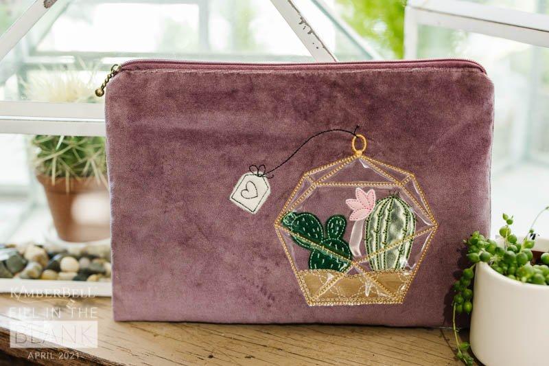 Kimberbell Fill in The Blank - April: Cactus Love! Amethyst Zipper Pouch - Kawartha Quilting and Sewing LTD.