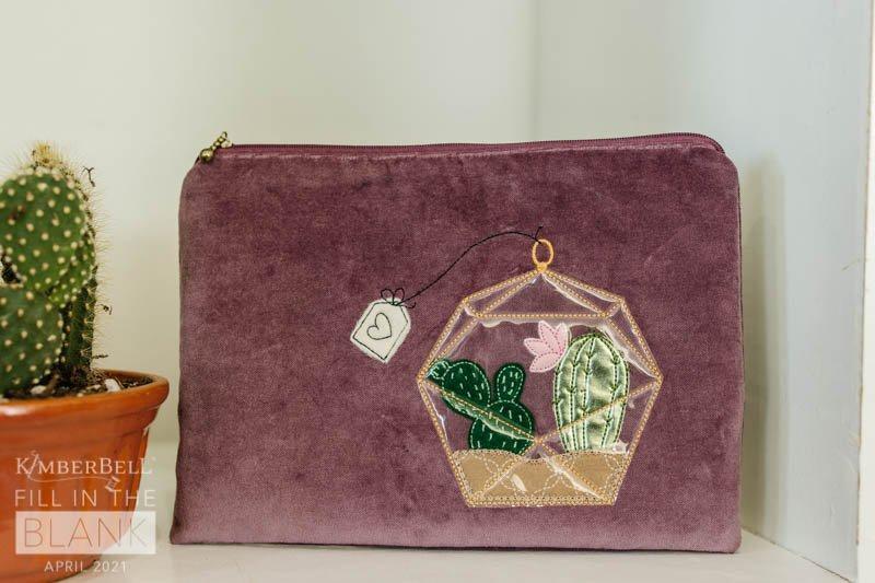 Kimberbell Fill in The Blank - April: Cactus Love! Amethyst Zipper Pouch - Kawartha Quilting and Sewing LTD.