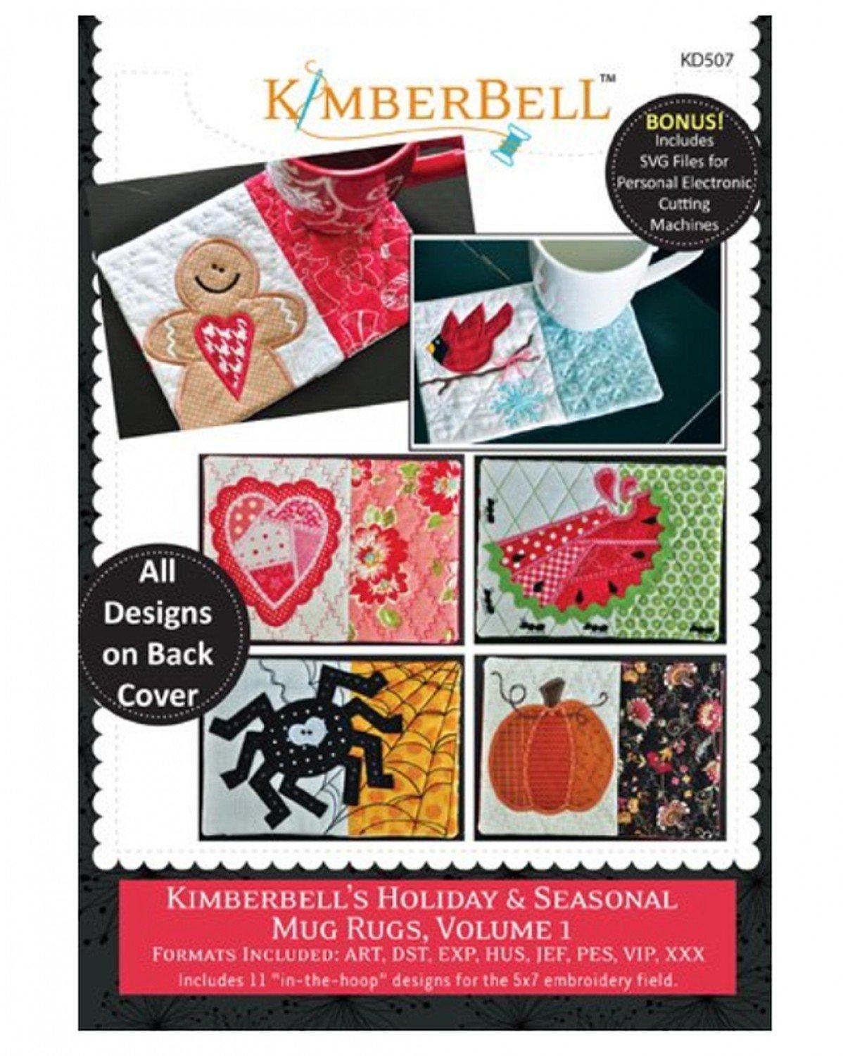 Mug Rugs - Volume 1 - Holiday & Seasonal - Machine Embroidery CD - Kimberbell - Kawartha Quilting and Sewing LTD.