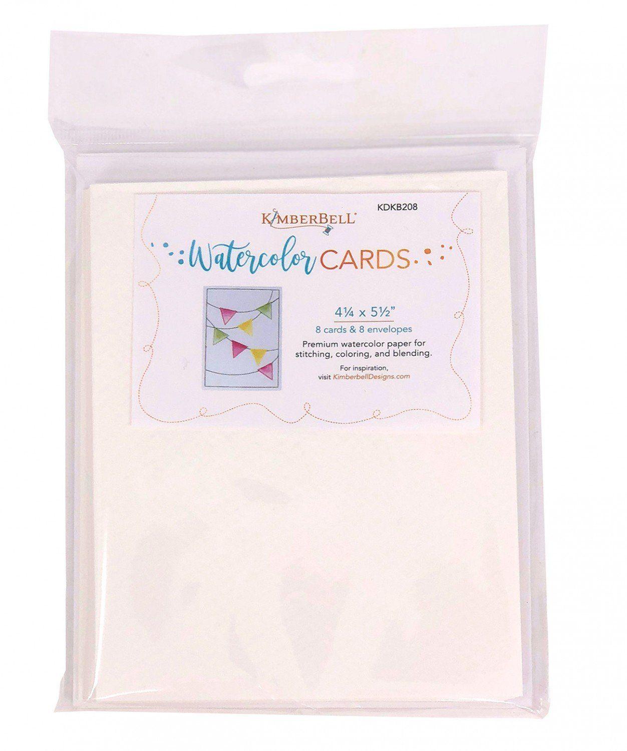 Premium Watercolor Cards and Envelopes - 4 1/4" x 5 1/2" - Set of 8 - Kimberbell - Kawartha Quilting and Sewing LTD.
