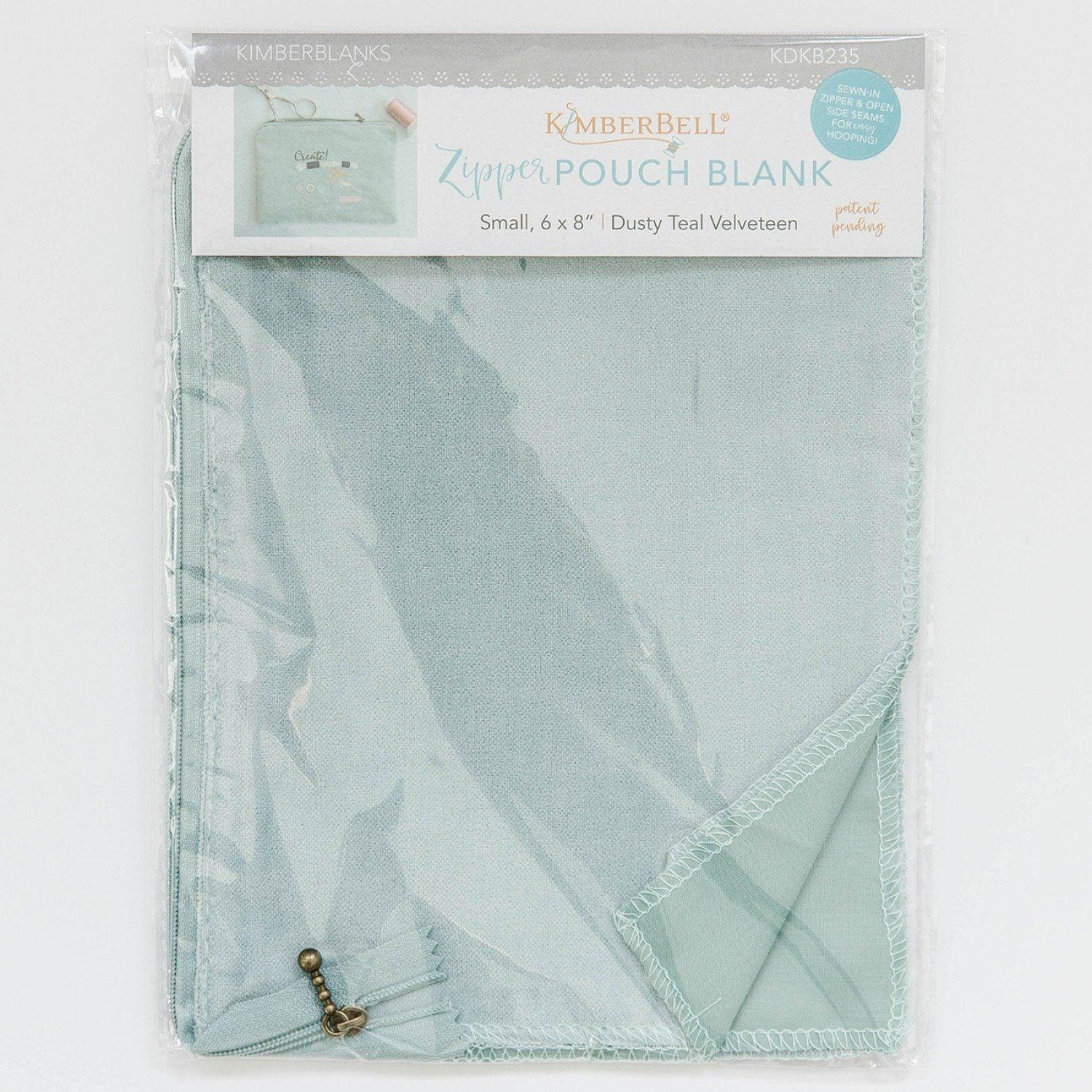 Zipper Pouch Blank - Dusty Teal - Velveteen - Small (6" x 8") - Kimberbell - Kawartha Quilting and Sewing LTD.