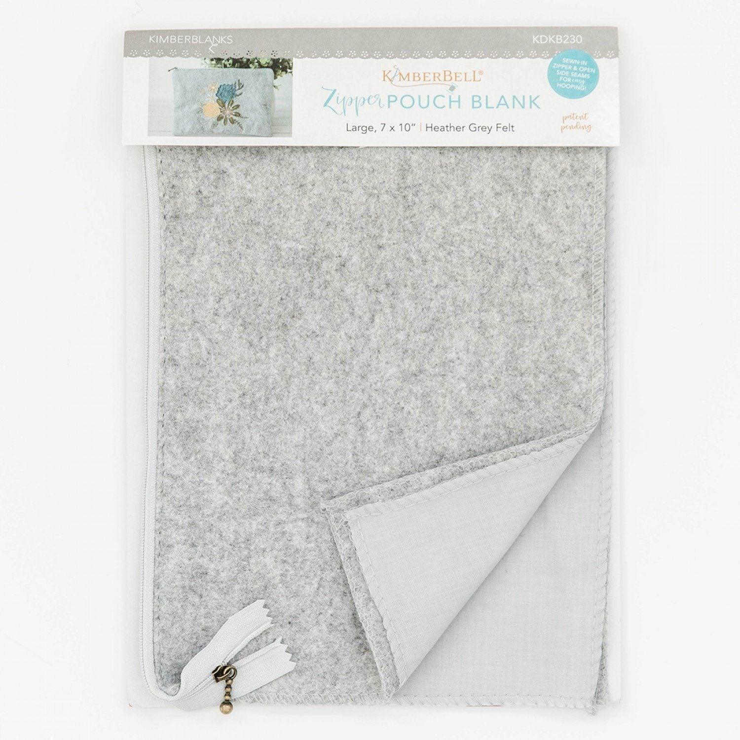 Zipper Pouch Blank - Heather Grey - Felt - Large (7" x 10") - Kimberbell - Kawartha Quilting and Sewing LTD.