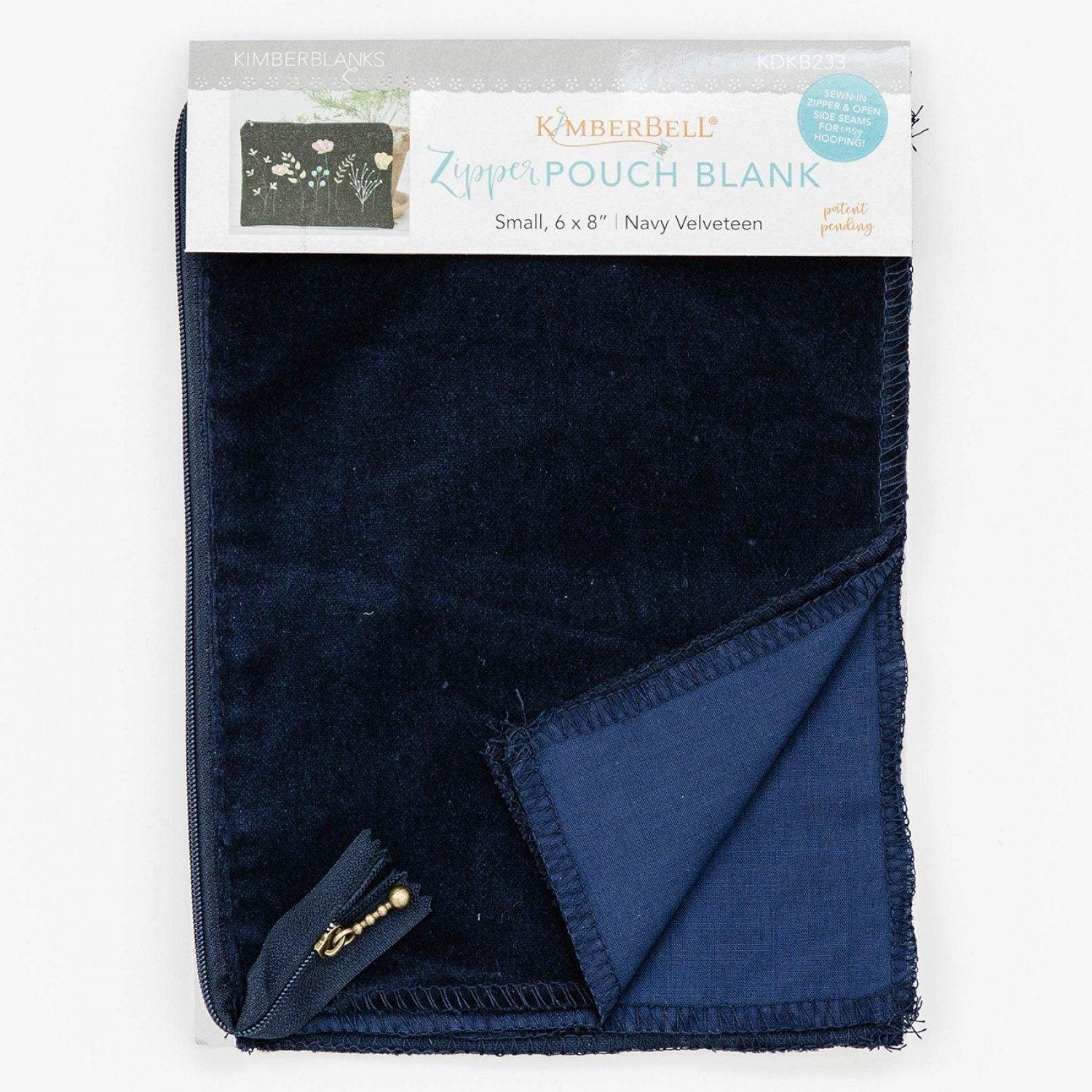 Zipper Pouch Blank - Navy - Velveteen - Small (6" x 8") - Kimberbell - Kawartha Quilting and Sewing LTD.