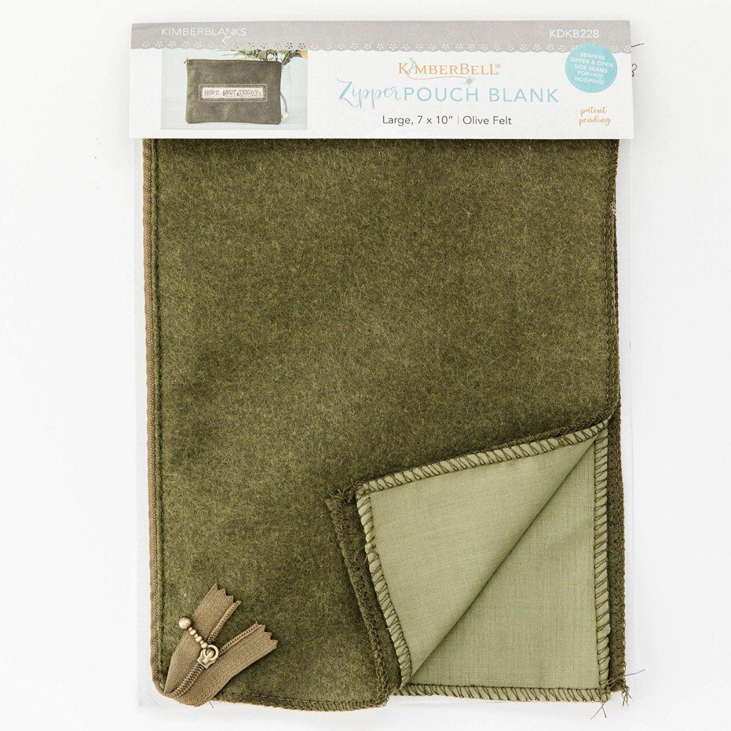 Zipper Pouch Blank - Olive - Felt - Large (7" x 10") - Kimberbell - Kawartha Quilting and Sewing LTD.