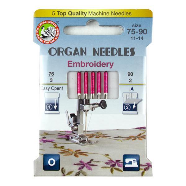 Organ Needle Embroidery Assorted, 5 Needle Eco Pack - Kawartha Quilting and Sewing LTD.